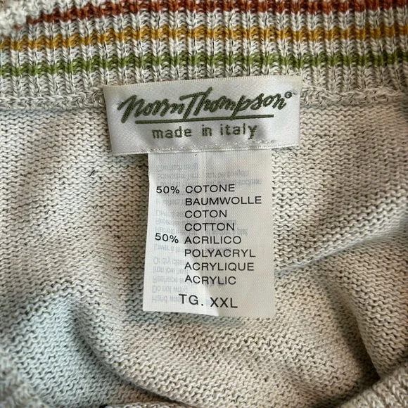 Norm Thompson Vintage Men's Cream Sweater with Multicolor Stripes Size XXL - Picture 5 of 6